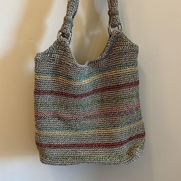 The Sak Belle Voyager Shoulder Bag Crochet Multicolor Striped Boho - Picture 6 of 12